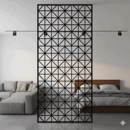 פאנל משרביה גאומטרית מודרנית לחלוקת חללים - עיצוב יוקרתי לבן/שחור